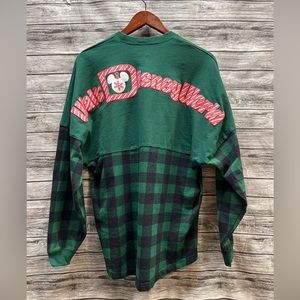 M Disney Parks Walt Disney World Christmas Candy Cane Green Plaid Spirit Jersey